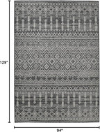 FH Home Flat Woven Outdoor Rug - Waterproof, Easy to Clean, Stain Resistant - Premium Polypropylene Yarn - Boho Moroccan - Large Patio, Deck, Sunroom - Dakar - Charcoal - 7ft 10in x 10ft 9in
