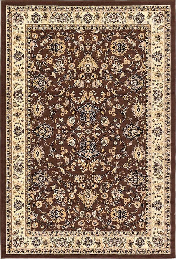 Unique Loom Sialk Hill Collection Area Rug - Washington (6' 1" x 9' Rectangle Brown/Black)