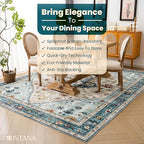 Istana Rugs 8x10 - White Cream/Blue Area Rug - Foldable Stain Resistant Bedroom 8x10 Area Rugs - Washable Rug - 8 x 10 Area Rugs for Living Room - Eco-Friendly Area Carpet