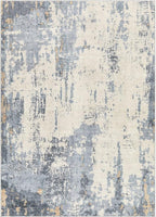 7x9 Area Rug Living Room Rugs - Washable Neutral Modern Abstract Soft Thin Rug Indoor Floor No Slip Rug Carpet for Bedroom Under Dining Table Home Office Decor - Blue/Light Brown