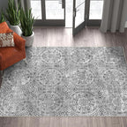 vivorug Grey Runner Rug 2x10 Machine Washable Rug with Non-Slip Backing, Ideal for Kitchen Hallway Entryway Laundry Room - Vintage, Durable, Easy Clean, Low Pile Carpet Runner