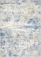 Area Rug Living Room Rugs - 10x14 Abstract Large Soft Indoor Washable Rug Neutral Modern Low Pile Carpet for Bedroom Dining Room Farmhouse Home Office - Blue