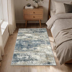 GENIMO 3x5 Rug for Entryway Washable Area Rug, Modern Abstract Small Rugs for Entrance Living Room, Bedroom Beside Rugs, Non-Slip Low Pile Lightweight Soft Carpet, Navy Blue