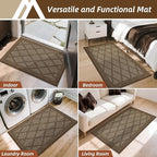 COSY HOMEER Non-Slip Door Mat 24"x36", Entryway Rugs Low Profile Absorbent Dirt Trapper Doormat for Front Entrance, Washable Polypropylene Entry Mat (Brown)