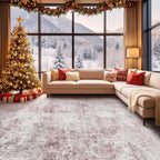 5x7 Area Living Room Rugs - Washable Neutral Modern Abstract Soft Thin Large Rug Indoor Floor No Slip Rug Carpet for Bedroom Under Dining Table Home Office Decor - Pink