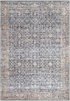 Bloom Rugs Washable Non-Slip 2x3 Rug - Dark Blue/Tan Traditional Oriental Area Rug for Living Room, Bedroom, Dining Room, and Kitchen - Exact Size: 2' x 3'