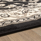 Superior Elegant Kingfield Collection Area Rug, 8mm Pile Height with Jute Backing, Classic Bordered Rug Design, Anti-Static, Water-Repellent Rugs - Black, 2'7" x 8' Runner
