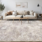 Area Rug Living Room Rugs - 7x10 Washable Large Soft Indoor Neutral Modern Abstract Low Pile Rug Carpet for Bedroom Dining Room Farmhouse Home Office - Brown