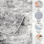 Area Rug Living Room Rugs-Washable Neutral Modern Abstract Soft Thin Large Rug Indoor Floor No Slip Rug Carpet for Bedroom Under Dining Table Home Office Decor-Grey-10'x 13'(Rectangular)