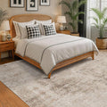 Beige & Brown 5x8 Area Rugs for Bedroom - Abstract Distressed Farmhouse Rug for Living Room, Home Office, Foyer, Kitchen Table, Foldable Soft Washable Low Pile Non Slip Stain Resistant