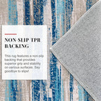Modern Abstract 4x6 Living Room Washable Rug Non-Slip Soft Bedroom Area Rug Blue Thin Print Faux Wool Floor Carpet Throw Rugs for Nursery Playroom Dining Room Indoor Office Home Decor
