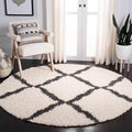 SAFAVIEH Dallas Shag Collection Area Rug - 6' Round, Ivory & Dark Grey, Trellis Design, Non-Shedding & Easy Care, 1.5-inch Thick Ideal for High Traffic Areas in Living Room, Bedroom (SGD257H)