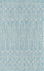 Unique Loom Outdoor Trellis Collection Area Rug - Tribal Trellis (3' 3" x 5' 3" Rectangle, Aqua/ Ivory)