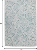 FH Home Flat Woven Outdoor Rug - Waterproof, Easy to Clean, Stain Resistant - Premium Polypropylene Yarn - Distressed Farmhouse - Patio, Porch, Deck, Balcony - Granada - Aqua - 5ft 2in x 7ft 6in