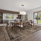4x6 Washable Area Rug for Living Room, Carpet for Bedroom, Soft Faux Wool Retro Dining Room Rug, Non Slip&Non-Shedding Resistant Low Pile Vintage Print Rug for Home Office (Brown1)