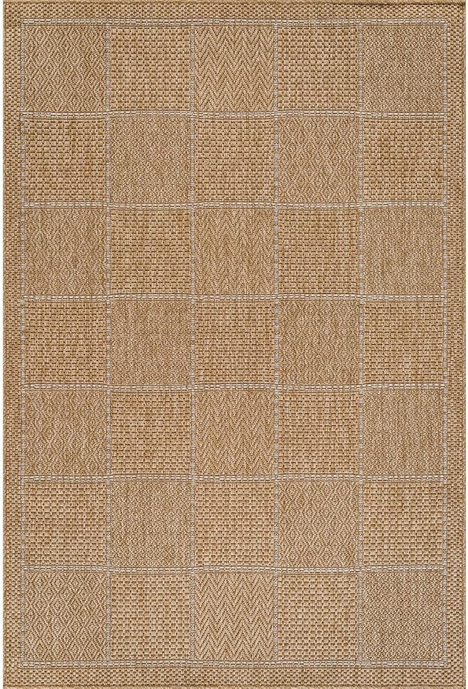 Beverly Rug Easy Jute Checkered Squared Rug 8x10 Washable Durable Indoor Outdoor Area Rugs for Living Dining Room Patio Office Stain Resistant Non Shedding Casual Indoor Outside Carpet 8 x 10 Natural