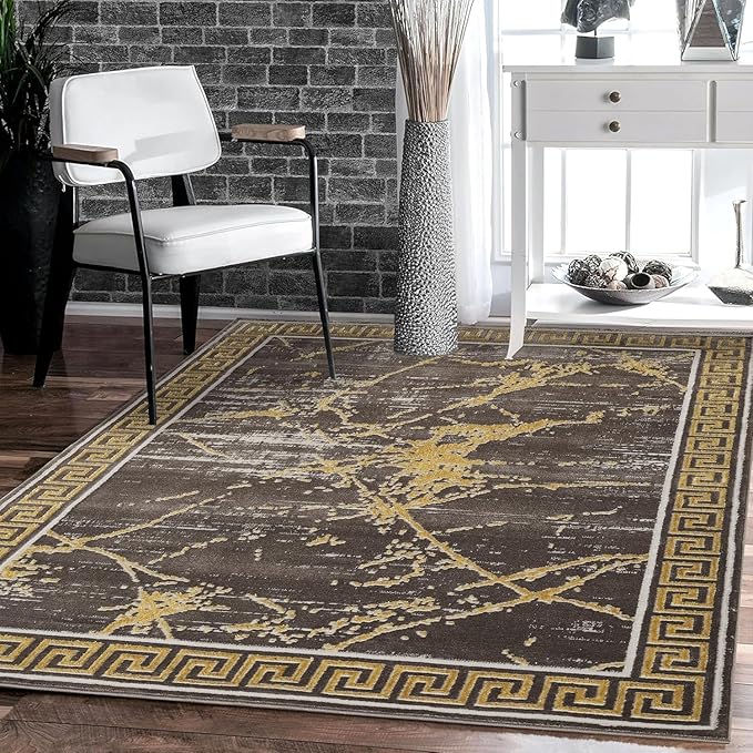 GLORY RUGS Area Rugs Marble 2x7 Brown Carpet Modern Abstract Rug Living Room Dining Bedroom Rug