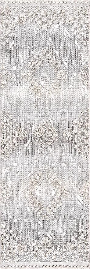 Hauteloom Poydras Farmhouse Living Room Bedroom Modern Moroccan Area Rug - Soft Shaggy High Low Carpet - High Pile - Bohemian, Boho - Gray, Beige, Cream - 9'2" x 12'