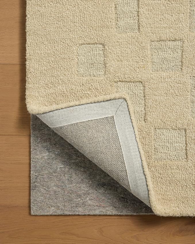 Loloi Leanne Ford Craven Collection CVN-04 Oatmeal/Dove 9'-3" x 13' Area Rug Checkered, Patterned, Neutral, Living Room, Bedroom, Dining Room