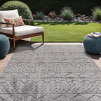Beverly Rug Waikiki Indoor Outdoor Rug 6x9, Washable Outside Carpet for Patio, Deck, Porch, Trellis Area Rug, Water Resistant, Dark Grey - Light Grey