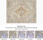 Bavni Kitchen Rug 2x7 Runner Rugs for Hallways Entryway, Washable Vintage Print Carpet, Ultra-Thin Chenille Low Pile Lightweight Rug with Non Slip Backing, Tan/Grey