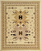 Unique Loom Taftan Collection Border Geometric Tribal Inspired Design Area Rug, 8 ft x 10 ft, Ivory/Tan