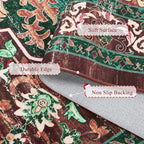 U'Artlines 2x3 Washable Boho Area Rug, Small Non Slip Vintage Doormat for Indoor Front Door Ultra Thin Mat Carpet for Entryway Kitchen Bathroom Bedroom Rust＆Teal