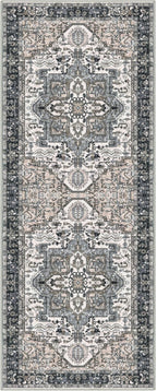 KOZYFLY Runners for Hallways 2x5 Ft Washable Kitchen Runner Rug Boho Runner Rug for Entryway Indoor Printed Oriental Faux Wool Floor Carpet Runner for Laundry Room Kitchen Hall, Black/Taupe/Beige