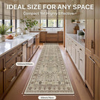 Bavni2'6''x10 Rug Runners for Hallways, Washable Runner Rug Non Slip,Vintage Floral Print Style Rugs for Bedroom-Lightweight Low Pile Carpet for Hallways Bathroom, Dark Espresso