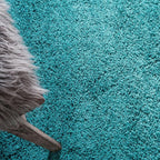 Unique Loom Solid Shag Collection Area Rug (5' 3" Round, Deep Aqua Blue)
