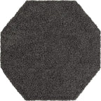 Unique Loom Solid Shag Collection Area Rug (6' 1" Octagon, Graphite Gray)