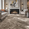 Abstract 9x12 Area Rugs: Modern Washable Rug for Living Room Bedroom Dining Room Indoor - Thin Low Pile Non-Slip Large Carpet - Beige Brown