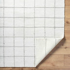 Mark&Day Wool Rugs, 2x8 Ishaq Cottage Off-White Runner Area Rug, White Silver Carpet for Hallway, Kitchen, Bedroom or Living Room (2'6" x 8' Runner)