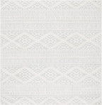 SAFAVIEH Tulum Collection Area Rug - 6'7" Square, Ivory & Light Grey, Moroccan Boho Tribal Design, Non-Shedding & Easy to Clean, Ideal for Living Room, Bedroom, Dining Space (TUL272G)