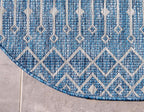 Unique Loom Outdoor Trellis Collection Area Rug - Tribal Trellis (4' 1" Round, Blue/ Ivory)