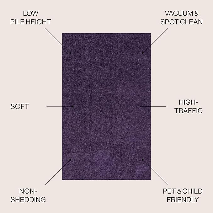 JONATHAN Y Haze Solid Low-Pile Purple Indoor Area Rug 8x10, Coastal,Bohemian,Minimalist,Classic, Easy-Cleaning for Living Room,Bedroom,Kitchen,Pet Friendly,Non-Shedding (SEU100N-8)