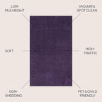 JONATHAN Y Haze Solid Low-Pile Purple Indoor Area Rug 8x10, Coastal,Bohemian,Minimalist,Classic, Easy-Cleaning for Living Room,Bedroom,Kitchen,Pet Friendly,Non-Shedding (SEU100N-8)