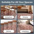 Well Woven Asha Rome Red 2'3" x 7'3" Runner Rug - Oriental Floral Pattern, Easy Clean, Floor-Friendly Backing - for Hallway, Entryway, and Kitchen