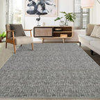 RUGSREAL Bedroom Area Rug 4x6 Modern Abstract Area Rug Stain Resistant Small Living Room Rug Contemporary Dining Room Rug Non-Slip Solid Rug Aesthetic Accent Floor Carpet for Kitchen Office, Grey