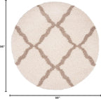SAFAVIEH Dallas Shag Collection Area Rug - 8' Round, Ivory & Beige, Trellis Design, Non-Shedding & Easy Care, 1.5-inch Thick Ideal for High Traffic Areas in Living Room, Bedroom (SGD257B)