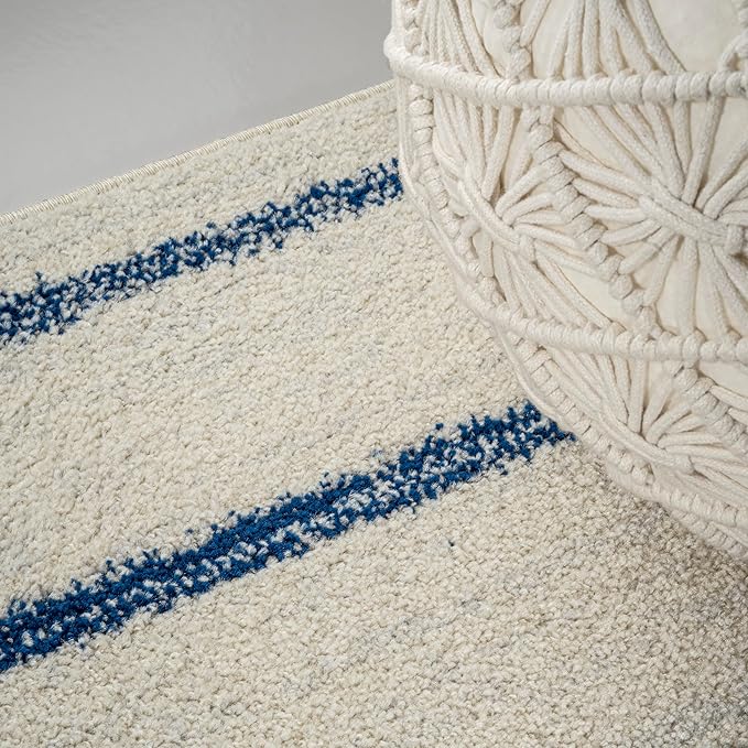 JONATHAN Y Williamsburg Minimalist Stripe Cream/Navy Indoor Area Rug, 3x5, Contemporary, Modern, Easy-Cleaning for Living Room, Bedroom, Kitchen, Pet Friendly, Non-Shedding (MOH201E-3)