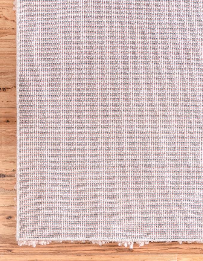 Unique Loom Davos Shag Collection Area Rug - Solid (5' 1" Square, Dusty Rose)
