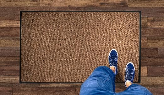 WaterHog Diamond | Commercial-Grade Entrance Mat with Rubber Border – Indoor/Outdoor, Quick Drying, Stain Resistant Door Mat (Medium Brown, 2' x 3')