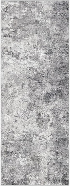 2X6 Washable Runner Rug for Hallway: Soft Neutral Modern Abstract Area Rug - Non-Slip Low Pile Long Throw Indoor Carpet for Kitchen Entryway Kitchen Bedroom Laundry Bathroom - Grey