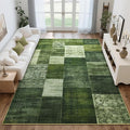 Tepook Modern Area Rug for Living Room, 4x6 Geometric Large Rugs for Bedroom, Washable Patchwork Rug Indoor Non-Slip Throw Carpets for Dining Room Office Farmhouse Home Decor, Green