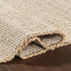nuLOOM 8 Round Elfriede Jute & Cotton Hand Woven Area Rug, Natural, Solid Rustic Farmhouse Style, Weaved Design, Natural Fiber, For Bedroom, Living Room, Dining Room, Hallway, Office, Entryway