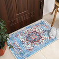 GLN Rugs Traditional Collection - Machine Washable Area Rug, Traditional Washable, Non Slip, Low Pile Chenille Rug, Living Room, Bedroom, Kitchen Rug (2' x 3' Blue/Multicolor)