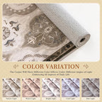 EnHomee 8x10 Area Rug, Soft Washable Rugs for Living Room Bedroom, Boho Non Slip Low Pile Stain Resistant Washable Rug Large Area Rugs for Dining Room,Easy to Clean Living Room Rug, Khaki