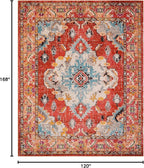 SAFAVIEH Monaco Collection Area Rug - 10' x 14', Orange & Light Blue, Boho Chic Medallion Distressed Design, Non-Shedding & Easy Care, Ideal for High Traffic Areas in Living Room, Bedroom (MNC243H)