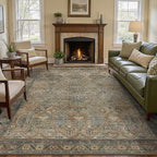 GENIMO 6x9 Area Rugs for Living Room, Machine Washable Non Slip Vintage Rugs, Low Pile Lightweight Chenille Print Rug for Bedroom, Dining Room, Home Office, Warm Taupe